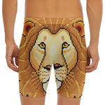 Leo Pixel Print Men's Long Boxer Briefs