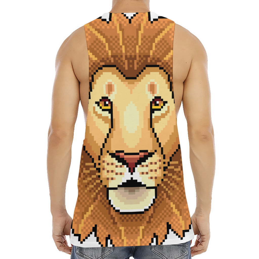Leo Pixel Print Men's Muscle Tank Top