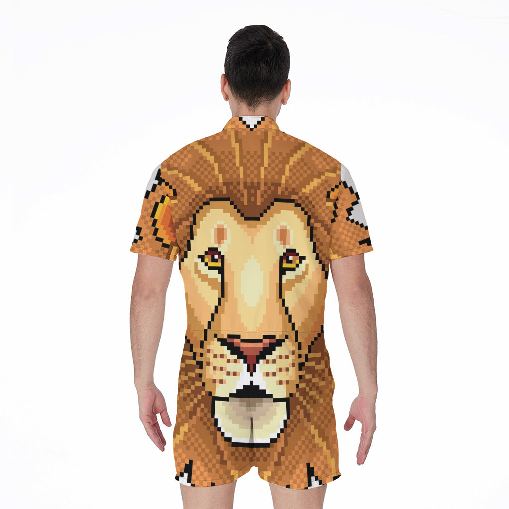 Leo Pixel Print Men's Rompers