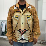 Leo Pixel Print Men's Shirt Jacket