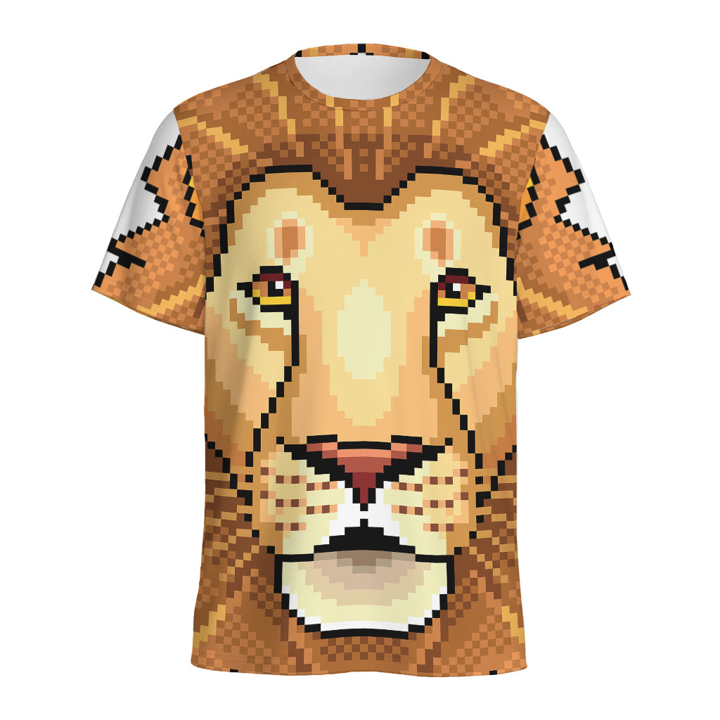 Leo Pixel Print Men's Sports T-Shirt