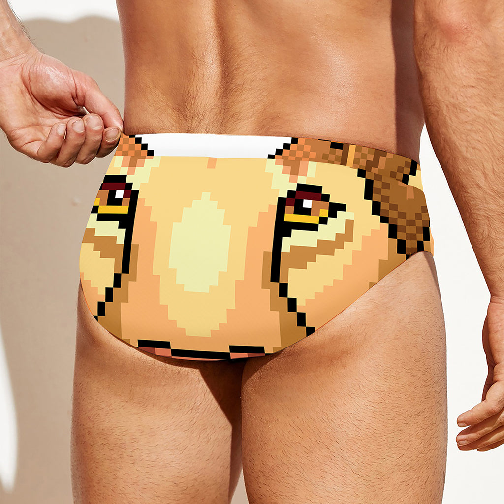 Leo Pixel Print Men's Swim Briefs