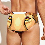 Leo Pixel Print Men's Swim Briefs