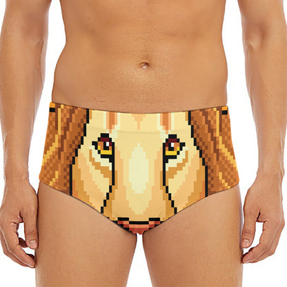 Leo Pixel Print Men's Triangle Swim Briefs