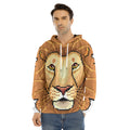 Leo Pixel Print Men's Velvet Pullover Hoodie