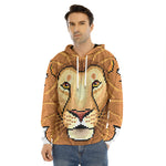 Leo Pixel Print Men's Velvet Pullover Hoodie