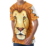 Leo Pixel Print Men's Velvet T-Shirt