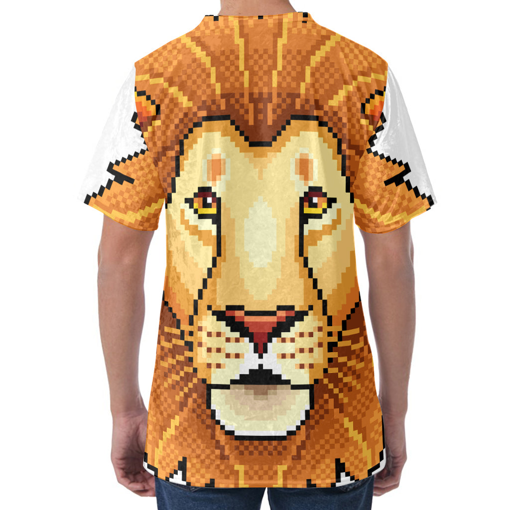 Leo Pixel Print Men's Velvet T-Shirt