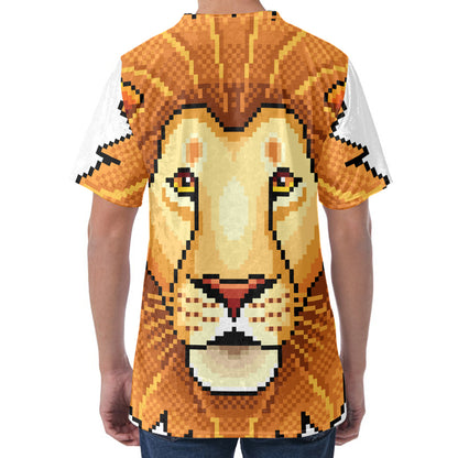 Leo Pixel Print Men's Velvet T-Shirt