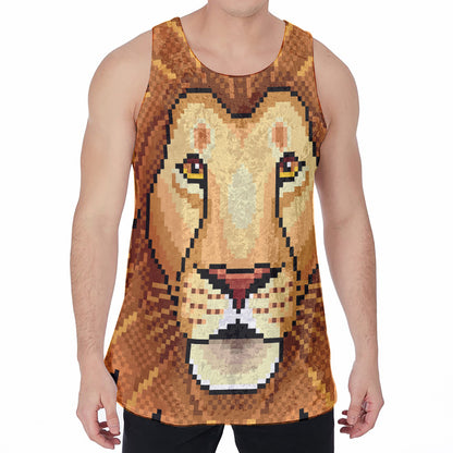 Leo Pixel Print Men's Velvet Tank Top