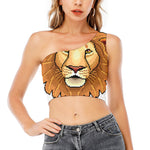 Leo Pixel Print One Shoulder Crop Top