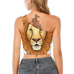 Leo Pixel Print One Shoulder Crop Top