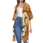 Leo Pixel Print Open Front Beach Cover Up