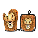 Leo Pixel Print Oven Mitt And Pot Holder Set