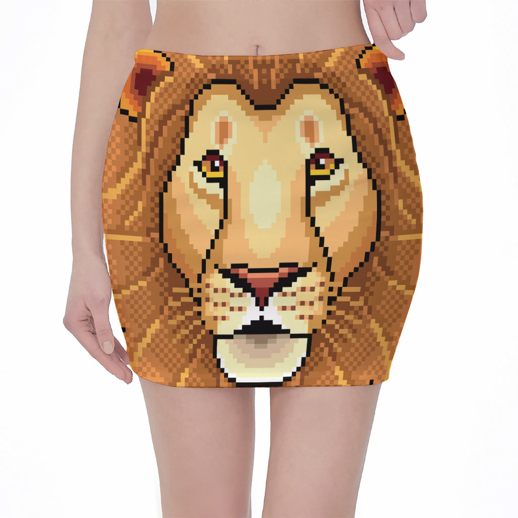 Leo Pixel Print Pencil Mini Skirt