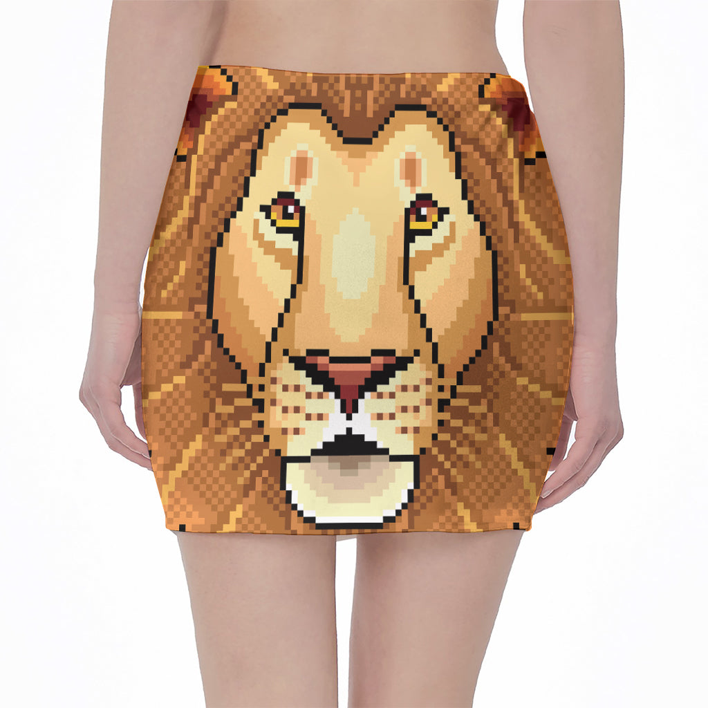 Leo Pixel Print Pencil Mini Skirt