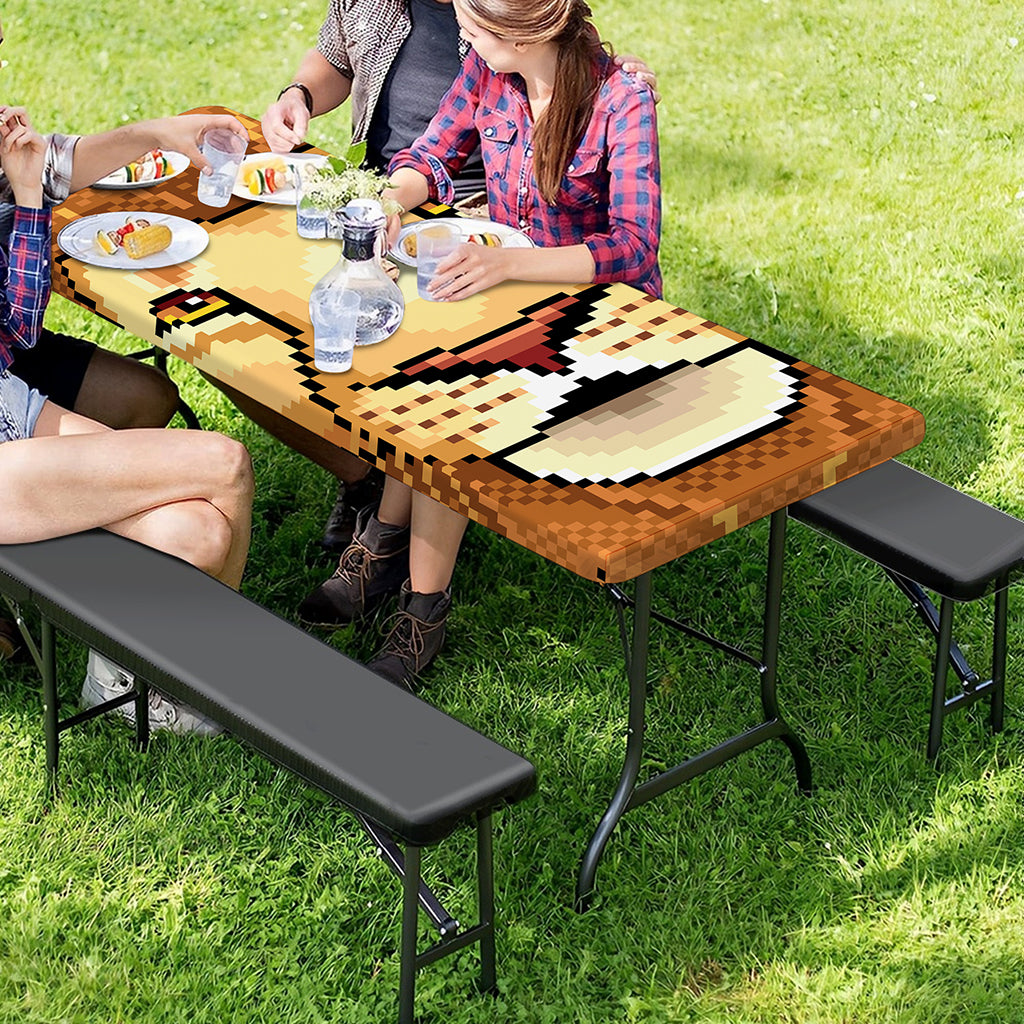 Leo Pixel Print Picnic Table Cover
