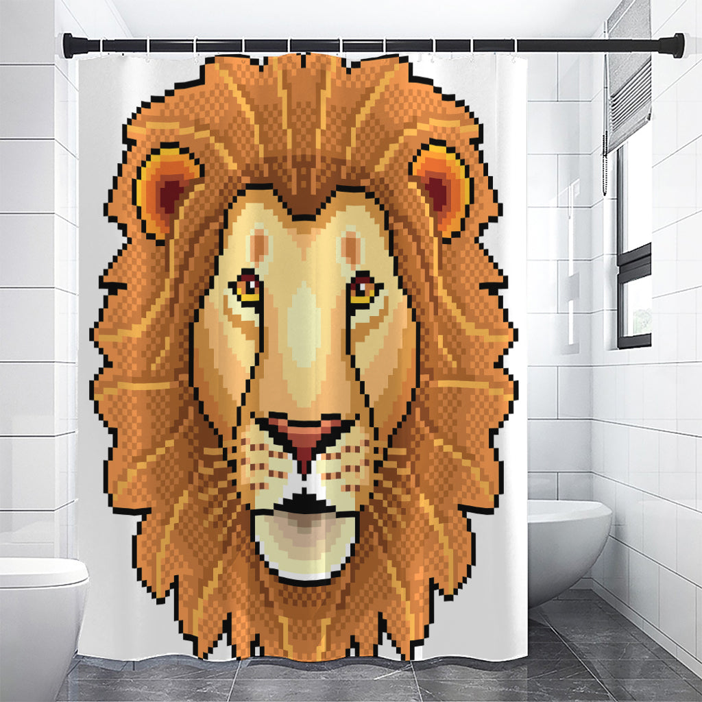 Leo Pixel Print Premium Shower Curtain