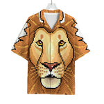 Leo Pixel Print Rayon Hawaiian Shirt