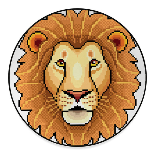 Leo Pixel Print Round Floor Mat