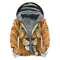 Leo Pixel Print Sherpa Lined Zip Up Hoodie