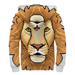 Leo Pixel Print Sherpa Lined Zip Up Hoodie