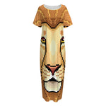 Leo Pixel Print Short Sleeve Long Nightdress