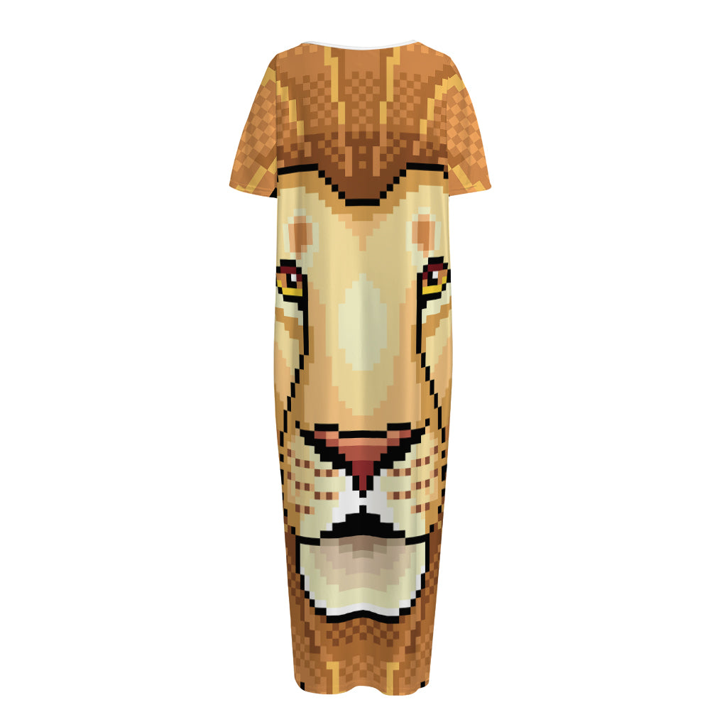 Leo Pixel Print Short Sleeve Long Nightdress