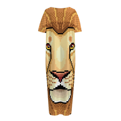 Leo Pixel Print Short Sleeve Long Nightdress