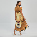 Leo Pixel Print Short Sleeve Maxi Dress