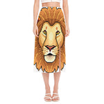 Leo Pixel Print Side Slit Midi Skirt