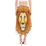 Leo Pixel Print Side Slit Midi Skirt