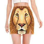 Leo Pixel Print Side Slit Mini Skirt
