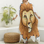 Leo Pixel Print Silk V-Neck Kaftan Dress