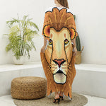 Leo Pixel Print Silk V-Neck Kaftan Dress