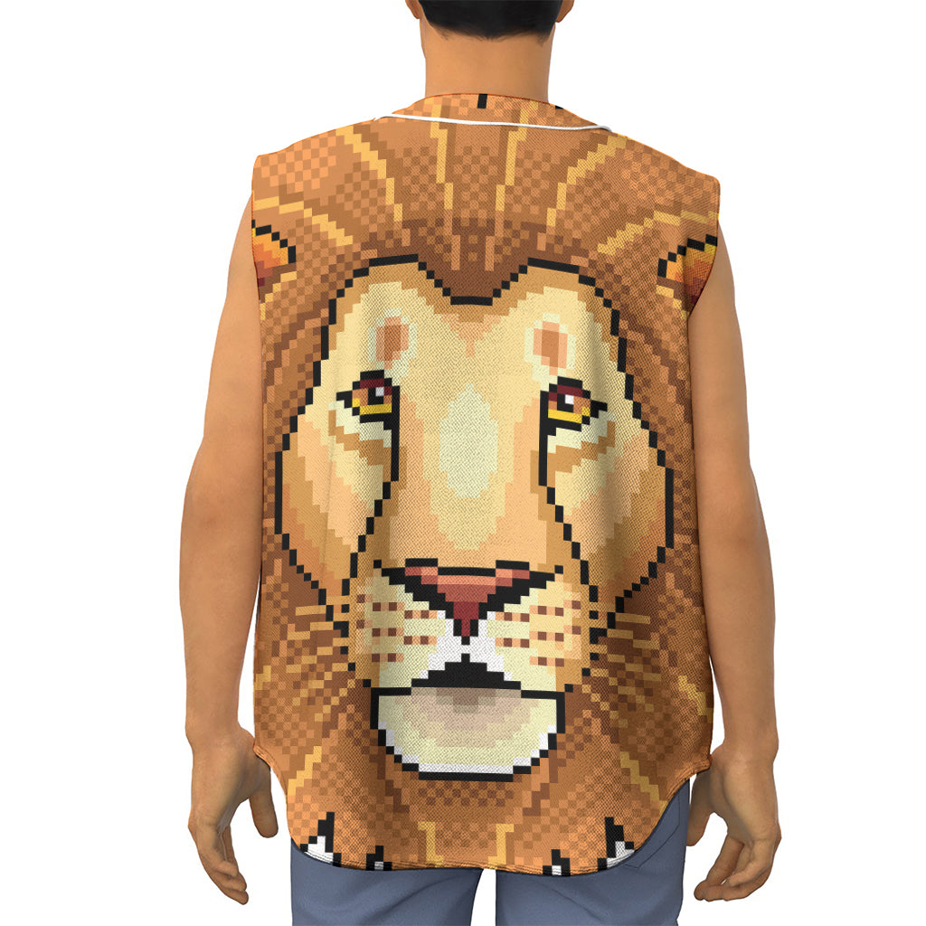 Leo Pixel Print Sleeveless Baseball Jersey