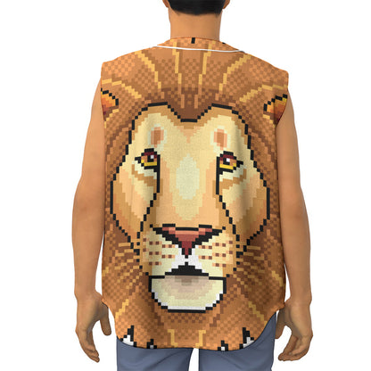 Leo Pixel Print Sleeveless Baseball Jersey