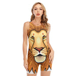 Leo Pixel Print Sleeveless One Piece Swimsuit