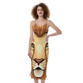 Leo Pixel Print Slim Fit Midi Cami Dress