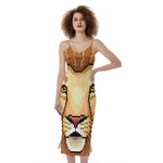 Leo Pixel Print Slim Fit Midi Cami Dress