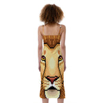 Leo Pixel Print Slim Fit Midi Cami Dress