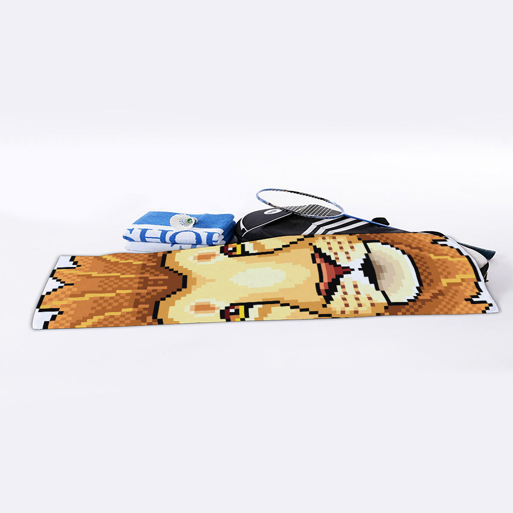 Leo Pixel Print Sports Towel