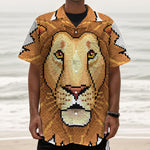 Leo Pixel Print Textured Short Sleeve Shirt