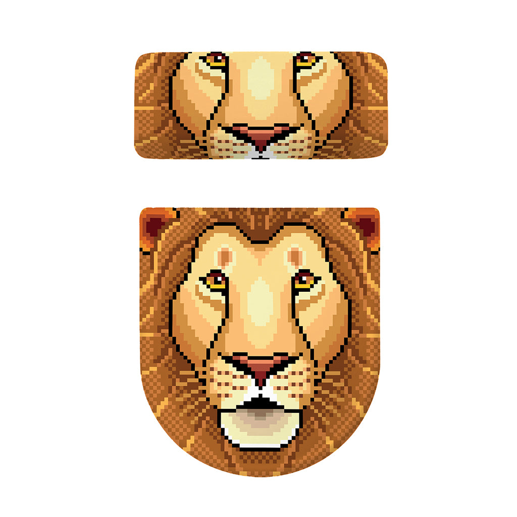 Leo Pixel Print Toilet Lid And Tank Cover Set