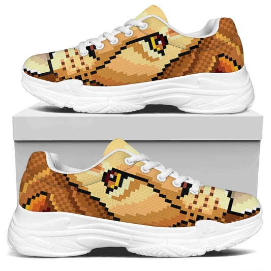 Leo Pixel Print White Chunky Shoes