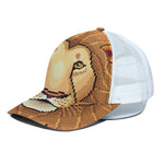 Leo Pixel Print White Mesh Trucker Cap