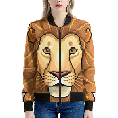 Leo Pixel Print Women's Bomber Jacket
