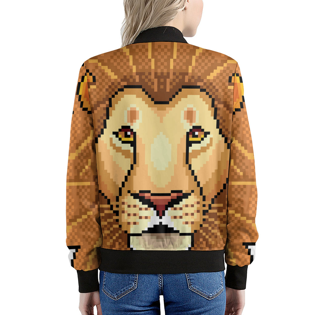 Leo Pixel Print Women's Bomber Jacket