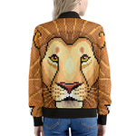 Leo Pixel Print Women's Bomber Jacket