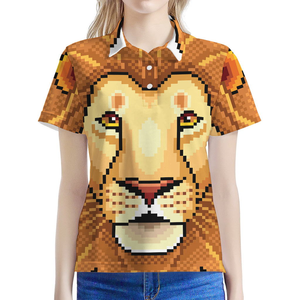 Leo Pixel Print Women's Polo Shirt
